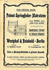 Westphal & Reinhold Berlin PATENT-SPRINGFEDER-MATRATZEN Historische Annonce 1901