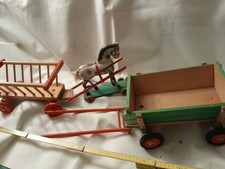 Leiterwagen Fuhrwerk Pferd 60cm /Konvolut Spielzeug Antik Sehr Alt ! TOP schön