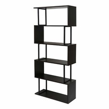 B-Ware Bücherregal MCW-A27, 183x80cm 3D-Struktur dunkelbraun, Metall schwarz
