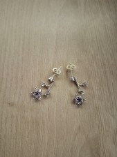 Pandora Hängende Vergissmeinnicht-Blumen-Ohrstecker 925 Silber