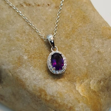 Amethyst Edelstein Anhänger, Sterlingsilber, 925er ,Elegant, Charm, Modern, Neu
