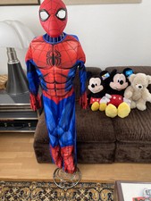SPIDERMAN SUPERHEROE MUSKELKOSTÜM OVERALL & HAUBE GR. JUNIOR S 128/134 ROT/BLAU