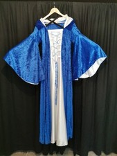 Mittelalter Kleid  mit Schnürung aus Samt Gewandung LARP blau/weiß 