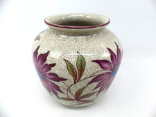 Schumann Porzellan Craquele Vase handbemalt Blumen Motiv