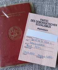 SED Mitgliedsbuch/Parteibuch(Sparbuch für nix) + Mitgliedskarte der PDS, DDR