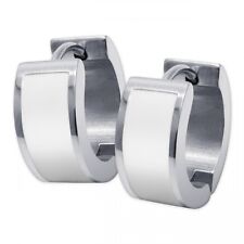 1 Paar Edelstahl Klapp Creolen Ohrringe Ohrstecker weiß silbern schlicht