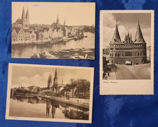 Lübeck Stadtansicht Schiffe Hafen Holstentor 3 antik  Ansichtskarten vintage