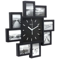 Design Funk-Bilderrahmenuhr mit 8 Bilderrahmen kein Ticken lautlos 350 mm