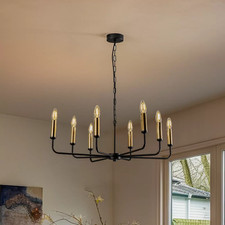 Ampli Kronleuchter Leuchte schwarz gold 8-flammig Deckenleuchte Hängeleuchte E14