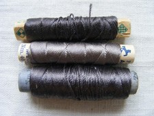 Nähgarn Nähseide Garn 3 Rollen Knopflochgarn grau braun taupe dunkelbraun Amann