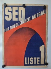 Plakat Wilhelm Schubert Hellerau 1946 Wahl SED Liste 1 Einheit Original DDR A1