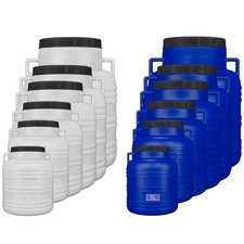 FIXKRAFT Weithalsfass Futtertonne 5L - 60L mit Deckel Blau Weiß Aufbewahrung