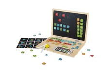 Playtive Holzlaptop, 84 teilig, mit Tafel Holz Spielzeug für Kinder ab 3 Jahren