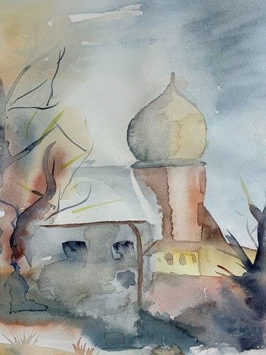 Malerei aquarell kirche - aquarell, in