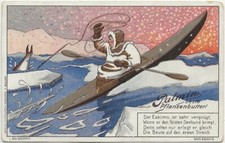 68/214 SAMMELBILD ESKIMO KANU JAGD SEEHUND SCHNEE EIS