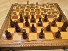 Schachspiel Antik aus Holz vollständig Rarität Vintage Holzschachspiel