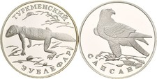 Künker: Russland, 2 x 1 Rubel 1996, Wanderfalke und Leopardgecko, Silber, PP!