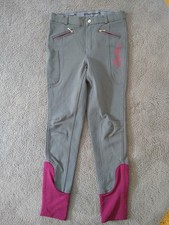 Equilibre Reithose Größe 164 grau pink Vollbesatz Grip