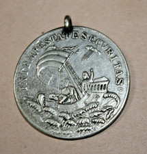 Medaille, Hl. St. Georg und der Drache, Silber, Anhänger, Ø 32,5 mm, Kettenöse