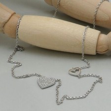 Anhänger + Kette Collier Herzen mit 0,19ct G-si Brillant 585/14K Weißgold 42cm