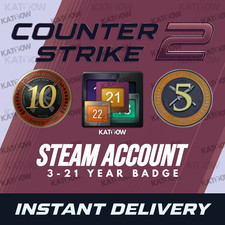 Steam Account | 3-22 Years Badge | CS2 5 & 10 Year Medals | Instant Delivery