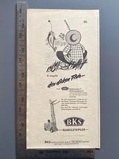 BKS Gabelstapler Velbert Rheinland Original 1955 Vintage Advert Werbung Reklame