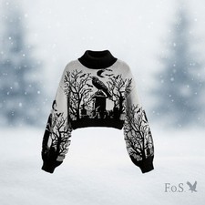 Damen Pullover mit Krähe