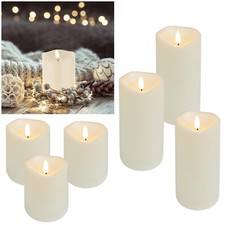 3 Stk LED Kerze 3D FLAMME mit Timer Real-Flame flackernd Kunststoff-Wachs Ø7,5cm