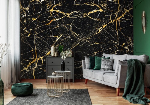Dekor tapete schwarz - tapete, gold
