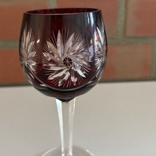  Kristallglas, Joska Bodenmais, Dunkelroter Überfang, Handgeschliffen,...