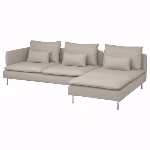 Ecksofa beige stoff sitzer - beige, 3-sitzer