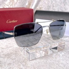 Cartier Silber Navigator Unisex Sonnenbrille Gold Schrauben CT0084S-002 60-18-14 wBOx