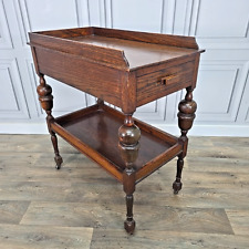 Antiker Eichenwagen 2 Etagen Getränke Servieren Besteck Tisch - Rollen - Massivholz