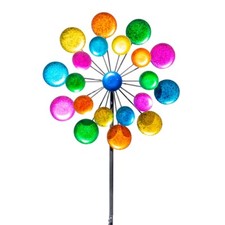 CIM Doppel Windrad Galaxy Rainbow Ø36cm Höhe: 122cm Windspiel Garten Metall