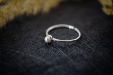 Perlenring • 925 Silber Ring • Minimalistischer Ring • Größenverstellbar
