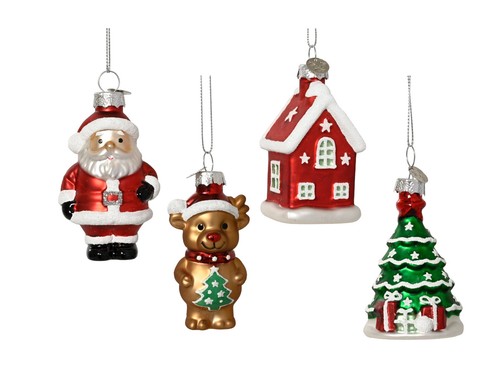 4er set glas christbaumschmuck - 4er,