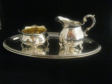 Wilkens 800er Silber, Milch-Zucker-Set, Tablett Greggio, 800er Silber, TOP