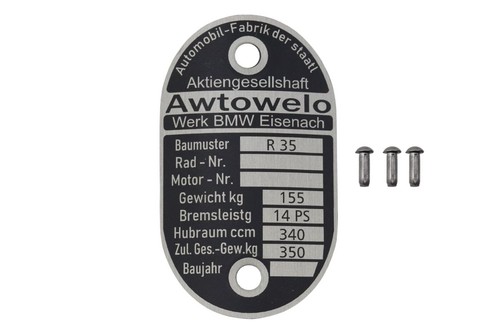 Typenschild für bmw awtowelo - für,