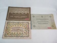 3x Handarbeits-Fach Buch Häkel-Arbeiten Sticken Decke Gardienen 1930er alt antik