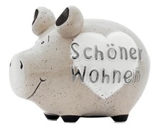 KCG Sparschwein Schöner Wohnen Silber Edition aus Keramik - Spardose Haus Wohnen