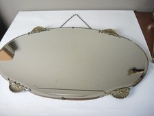 Vintage alter Wand Spiegel mit Bronze Applikationen, Originalzustand, 68x38cm