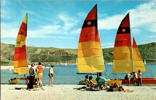 Castaic postcard sailboats - castaic, ca