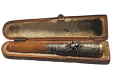 Antiker Bernstein Zigarettenspitz mit Spinne um 1900 Silber und Gold Montierung