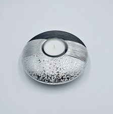 Formano Teelichtleuchte Luxor Keramik Silberfarben Grau B-Ware