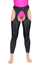 Damen Wetlook Straps Leggings