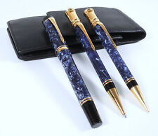 Parker 3er Set Duofold Blau marmoriert mit 3er Lederetui neuwertig * selten!