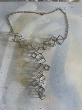 Vintage Halskette Abstrakt Würfel Skulptur Sterlingsilber