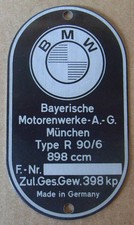 Typenschild BMW R90/6  898ccm