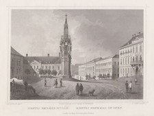 Ungarn Budapest Hentzi Denkmal Original Stahlstich Oeder 1860