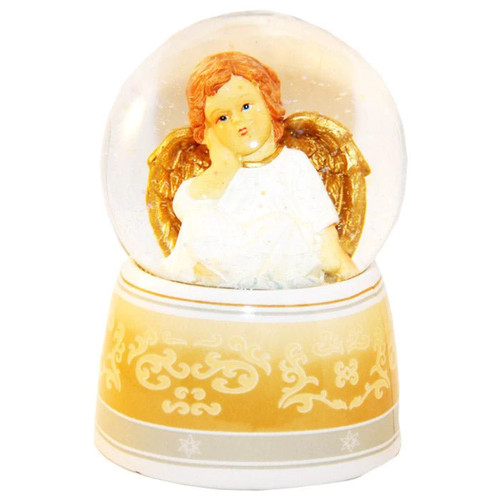 Schneekugel engel beige - engel, beige/weiß